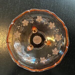 Vintage Lancaster Pink Cut Glass Fruitbowl